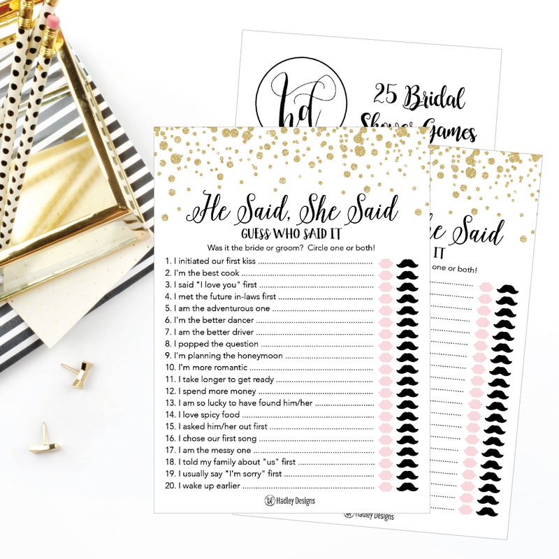 Hadley Designs Gold Bridal Shower Games for 25 Guests â€“ Fun and Hilarious Bridal Games for Showers, Wedding Shower, Engagement, Classy Party Activities - Image 3